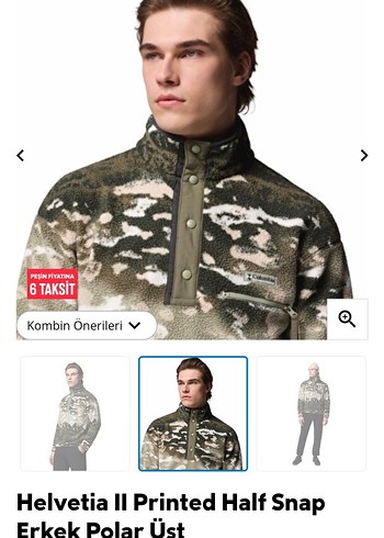 Columbia Gri Kamuflaj Desenli Erkek Polar - Görsel 6