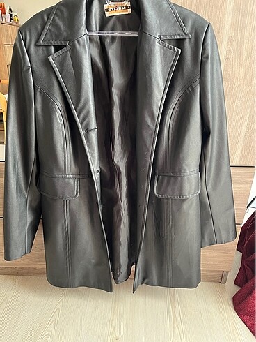 Siyah deri blazer ceket