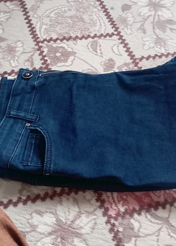 46 Beden Bol Kesim Mavi Midi Kot Pantolon