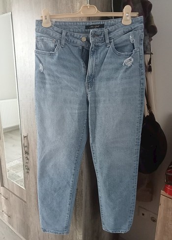 Kadın mavi Bol Kesim Midi Boy pantolon