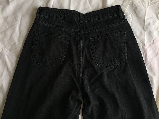 38 Beden siyah Renk Midi Boy Geniş Paça Kot Pantolon