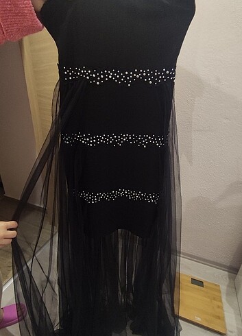 Zara Straplez abiye taşlı elbise 
