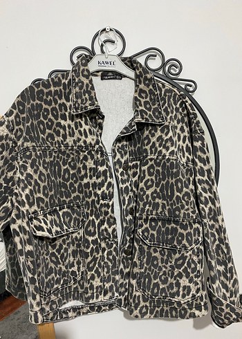 m Beden Leopar Desenli Kadın Street Wear Ceket