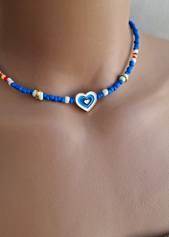 Mavi Boncuklu Mini Bohem Kolye