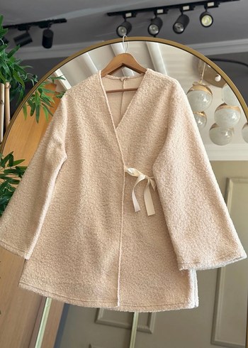 diğer Beden Siyah Kuşaklı Midi Kadın Kimono