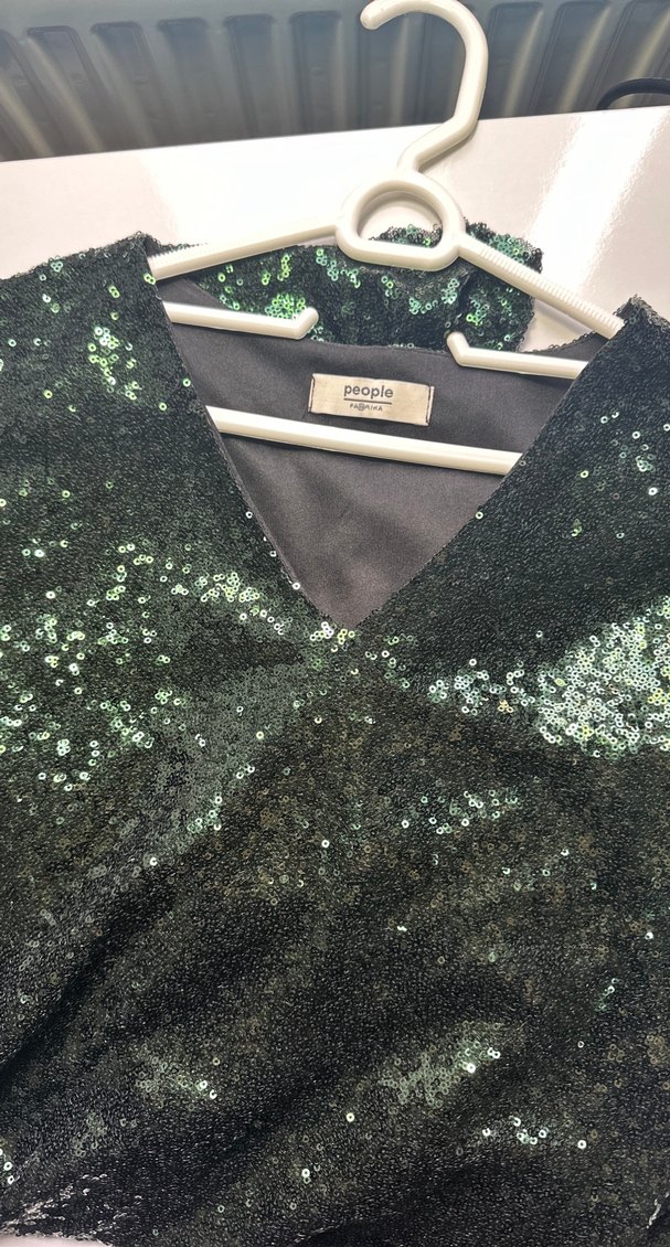 Parlak Yeşil V Yakalı Midi Abiye Elbise - Görsel 2