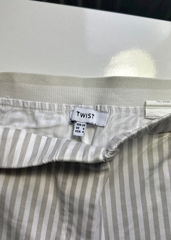 Gri Çizgili Kadın Kumaş Pantolon - Görsel 3