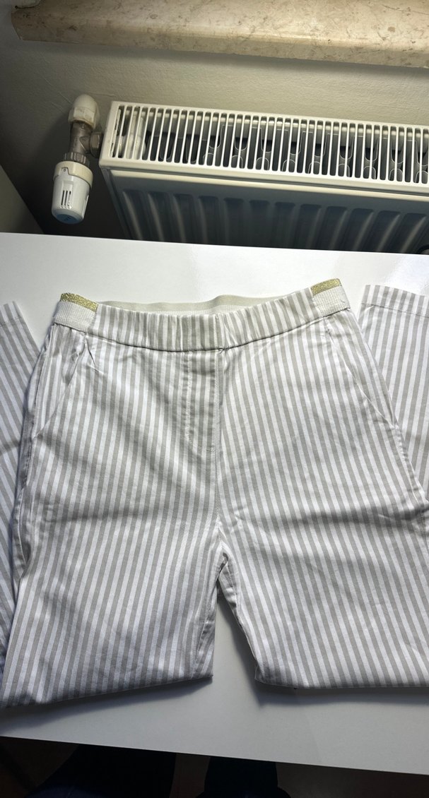 Gri Çizgili Kadın Kumaş Pantolon - Görsel 2