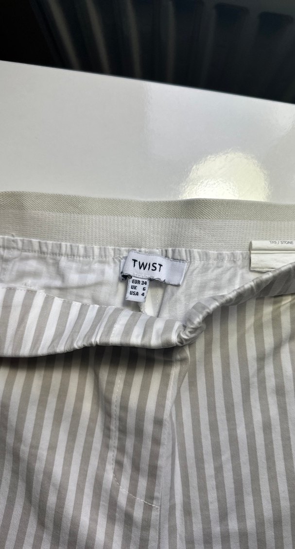 Gri Çizgili Kadın Kumaş Pantolon - Görsel 3