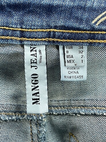 34 Beden mavi Renk Mango Jean / Kot %70 İndirimli.