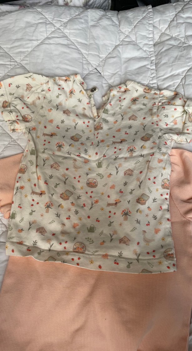 Kız Çocuk Bej Bohem Kısa Kollu Tişört - Görsel 4