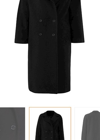 Siyah Çift Düğmeli Uzun Kaban - Görsel 3