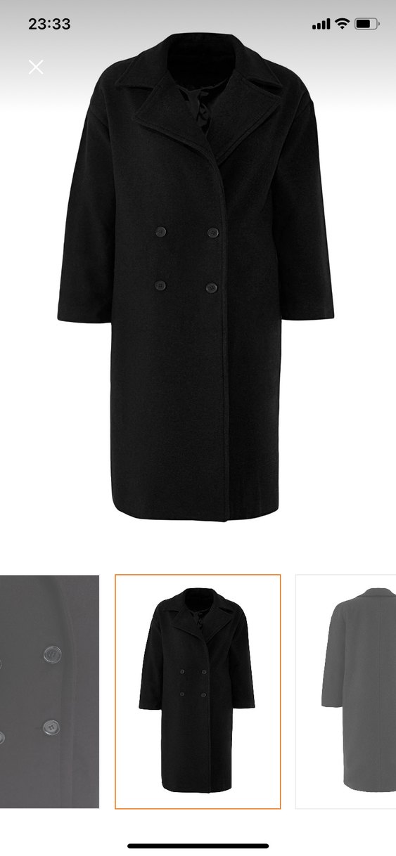 Siyah Çift Düğmeli Uzun Kaban - Görsel 3