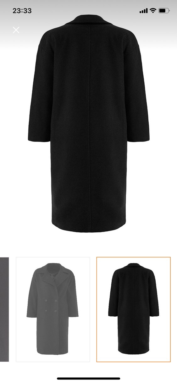 Siyah Çift Düğmeli Uzun Kaban - Görsel 2