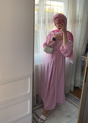 Pembe Drapeli Kadın Sarmal Elbise - Görsel 4