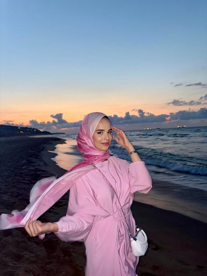 Pembe Drapeli Kadın Sarmal Elbise - Görsel 3