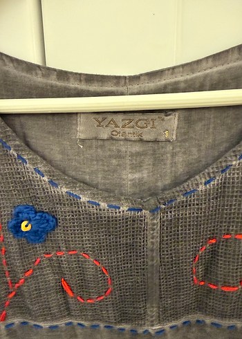 Nakışlı Gri Bohem şile bezi  Uzun Elbise - Görsel 4