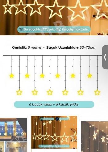 3 Metre Yıldız Led Perde Işık - Görsel 4