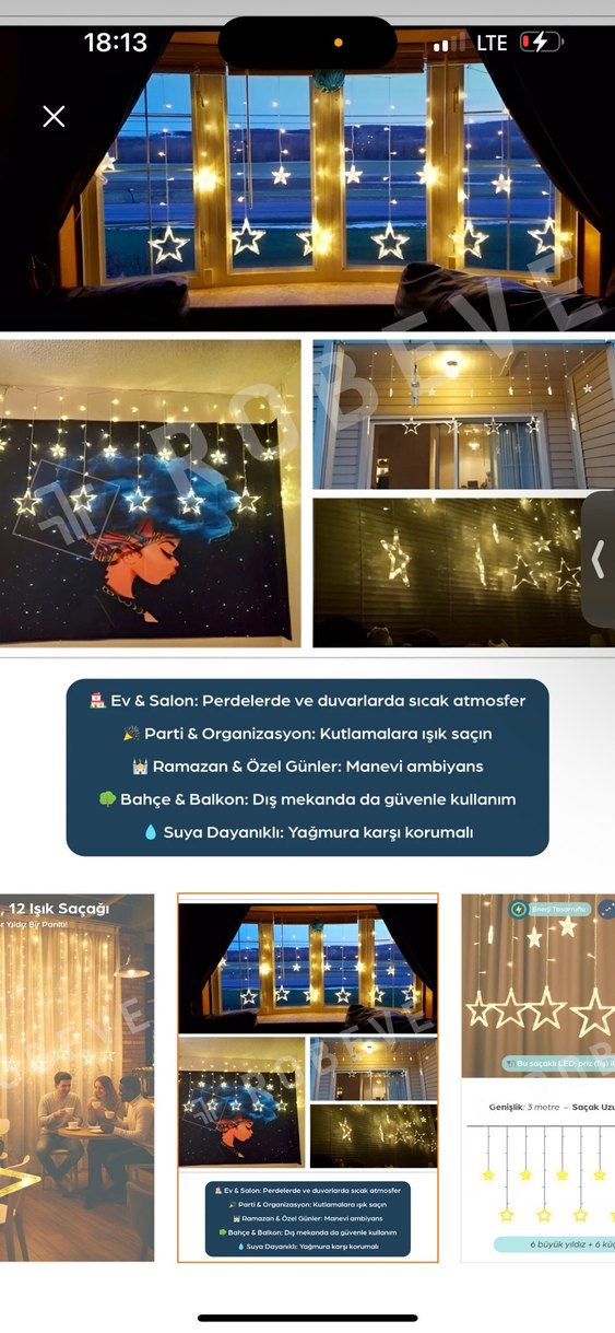 3 Metre Yıldız Led Perde Işık - Görsel 3