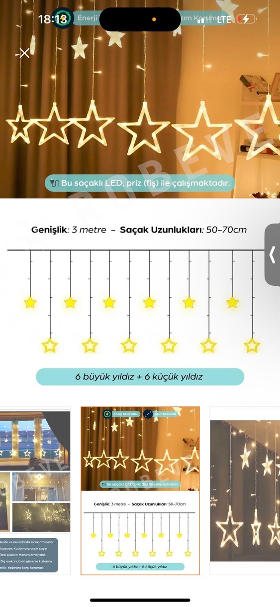 3 Metre Yıldız Led Perde Işık - Görsel 4