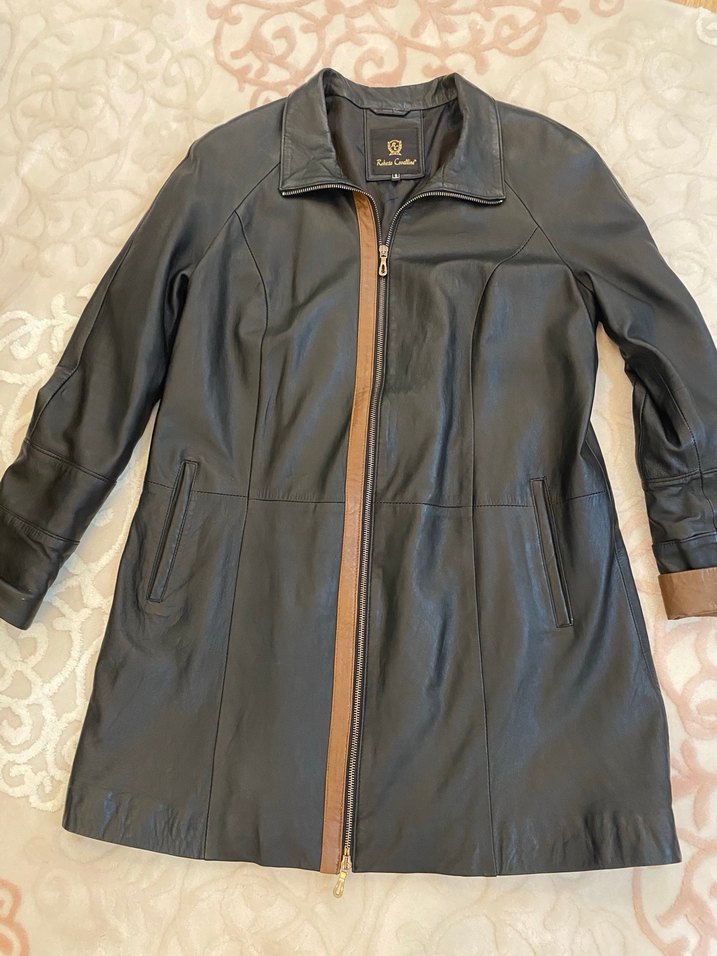 Uzun  Kadın Roberto Cavalli gerçek deri ceket - Görsel 5