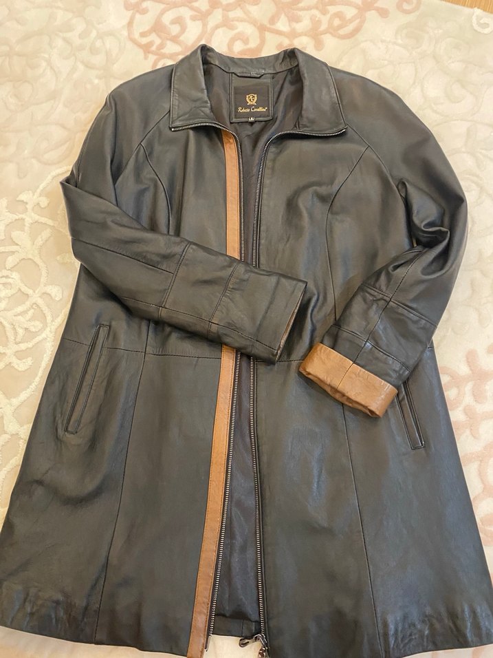 Uzun  Kadın Roberto Cavalli gerçek deri ceket - Görsel 3