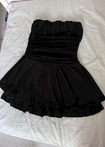 Siyah Straplez Gotik Mini Elbise şort etek