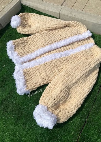 Çiçek Desenli Örgü Beyaz Hırka - Görsel 3