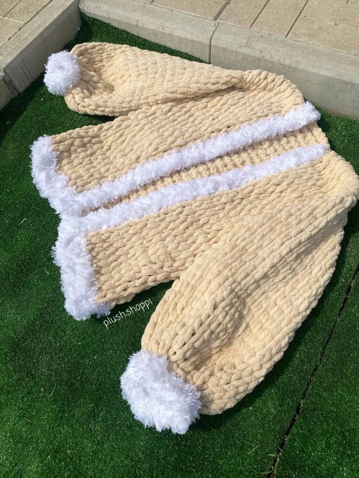 Çiçek Desenli Örgü Beyaz Hırka - Görsel 3