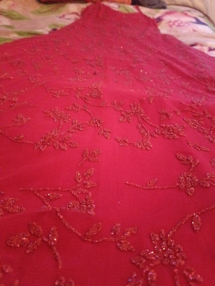 Nakışlı Kırmızı Uzun Bohem Abiye Elbise - Görsel 4