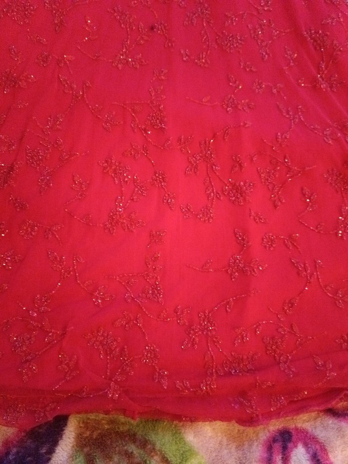 Nakışlı Kırmızı Uzun Bohem Abiye Elbise - Görsel 3