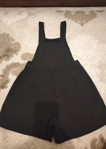 Kızlar için Düğmeli Siyah Gotik Askılı Tulum - Görsel 2