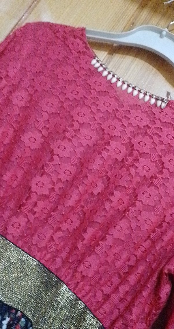 Dantel Detaylı Çiçek Desenli Uzun Elbise tesettür - Görsel 4