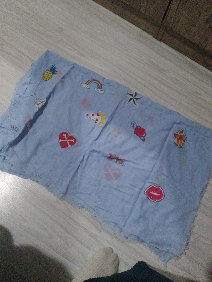 Nakışlı Mavi şal genç Akel marka - Görsel 2