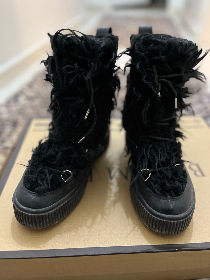 HM Siyah Kürklü Platform Topuklu Kadın Bot - Görsel 3