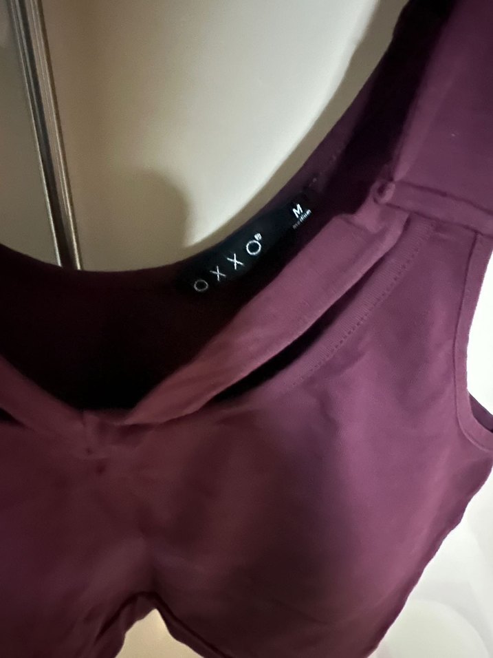 Bordo V Yaka İnce Askılı crop - Görsel 3