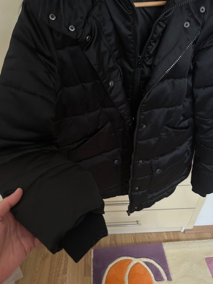 Siyah Kürklü Midi Kışlık Kadın Mont - Görsel 3