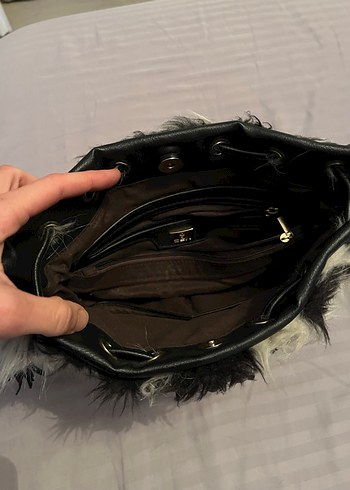 Kadın Zebra Desenli Kürklü Çanta - Görsel 3