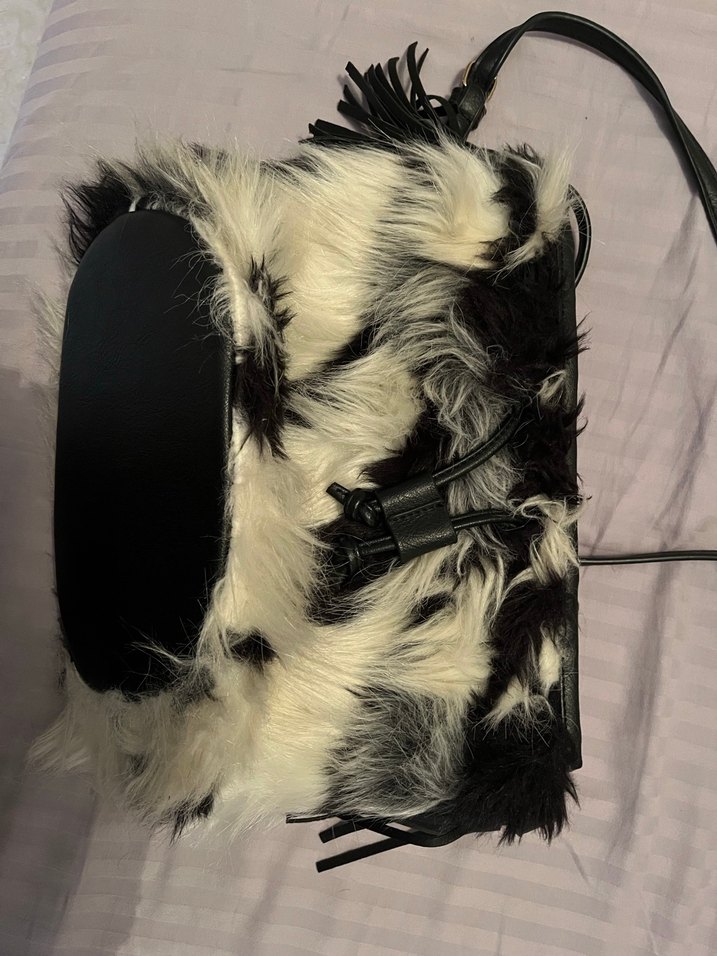 Kadın Zebra Desenli Kürklü Çanta - Görsel 5