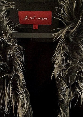 xl Beden Kürk Detaylı Siyah Uzun Kadın Mont
