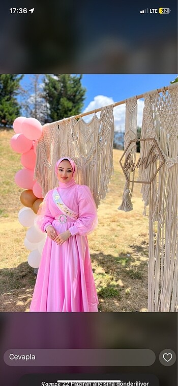 BRİDE TO BE PEMBE TESETTÜR ABİYE