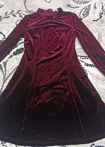 Diğer # Bordo #Kadife #Uzun #Kollu Midi #Elbise #gece #elbise #
