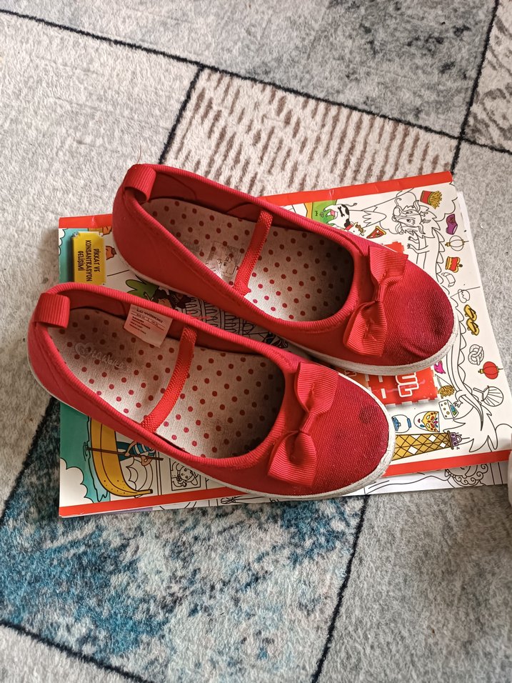 Kız Çocuk Kırmızı Fiyonklu Babet Ayakkabı sandalet #terlik #spor - Görsel 2