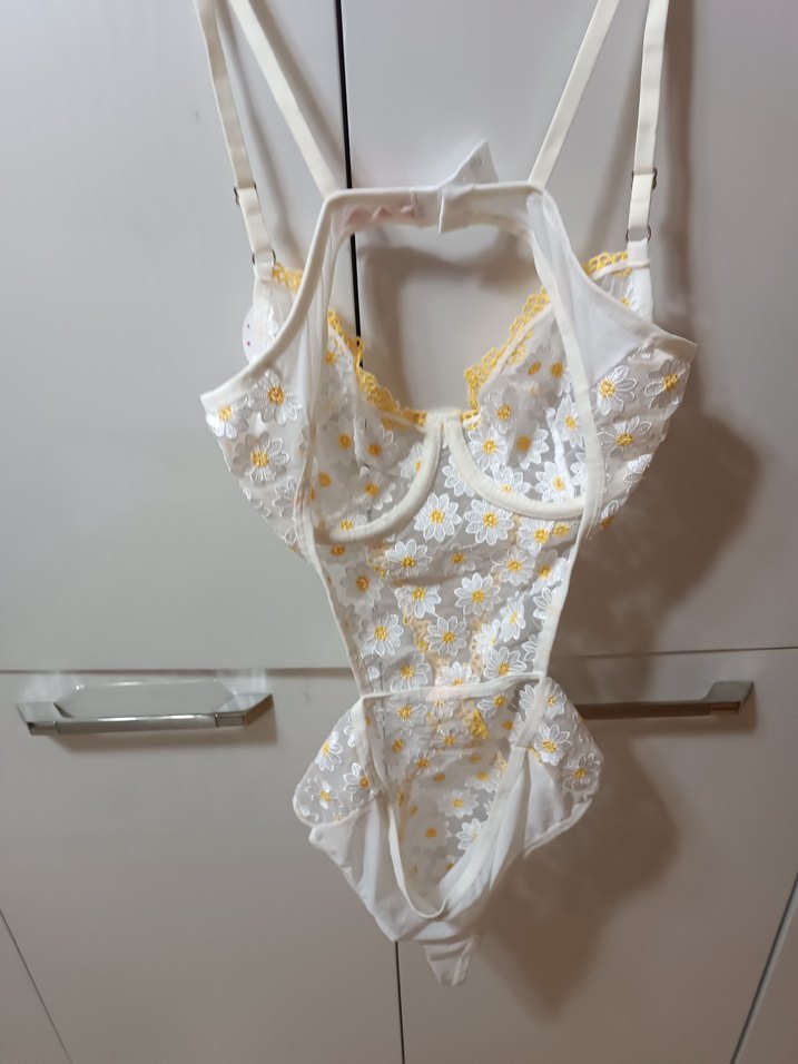 Nakışlı Beyaz Bohem Vintage Büstiyer - Görsel 3