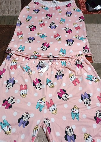 Diğer Pembe Baskılı Kadın Mini Pijama Takımı