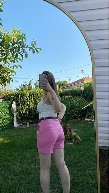 m Beden pembe Renk Karol Kemerli Pembe Şort