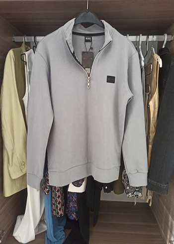 Gri Fermuarlı Erkek Sweatshirt