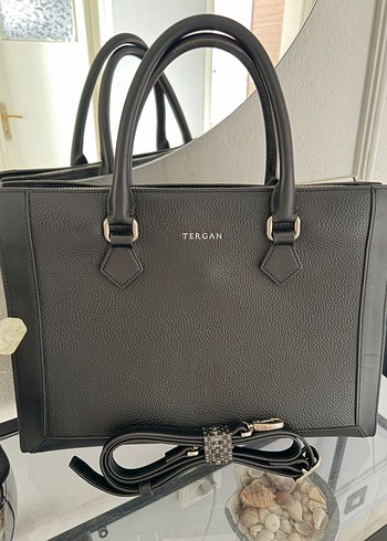 Tergan Siyah Hakiki Deri Kadin Evrak Cantasi