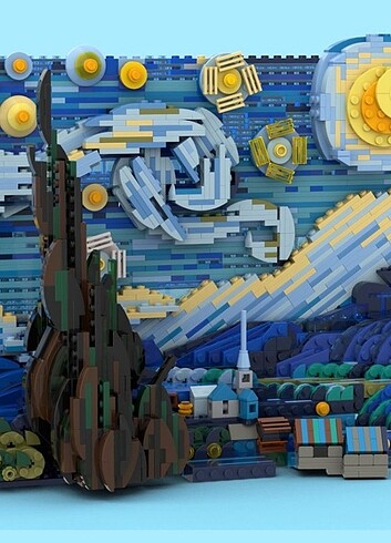 Diğer Starry Night Lego Yıldızlı Gece Lego Hediyelik Van Gogh Tablo