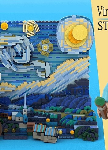 Beden Starry Night Lego Yıldızlı Gece Lego Hediyelik Van Gogh Tablo